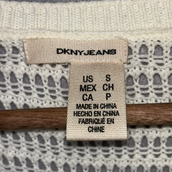 Vintage DKNY 90s Fairy Cottagecore Light Knit Crochet Cardigan Sweater Small - Picture 3 of 6